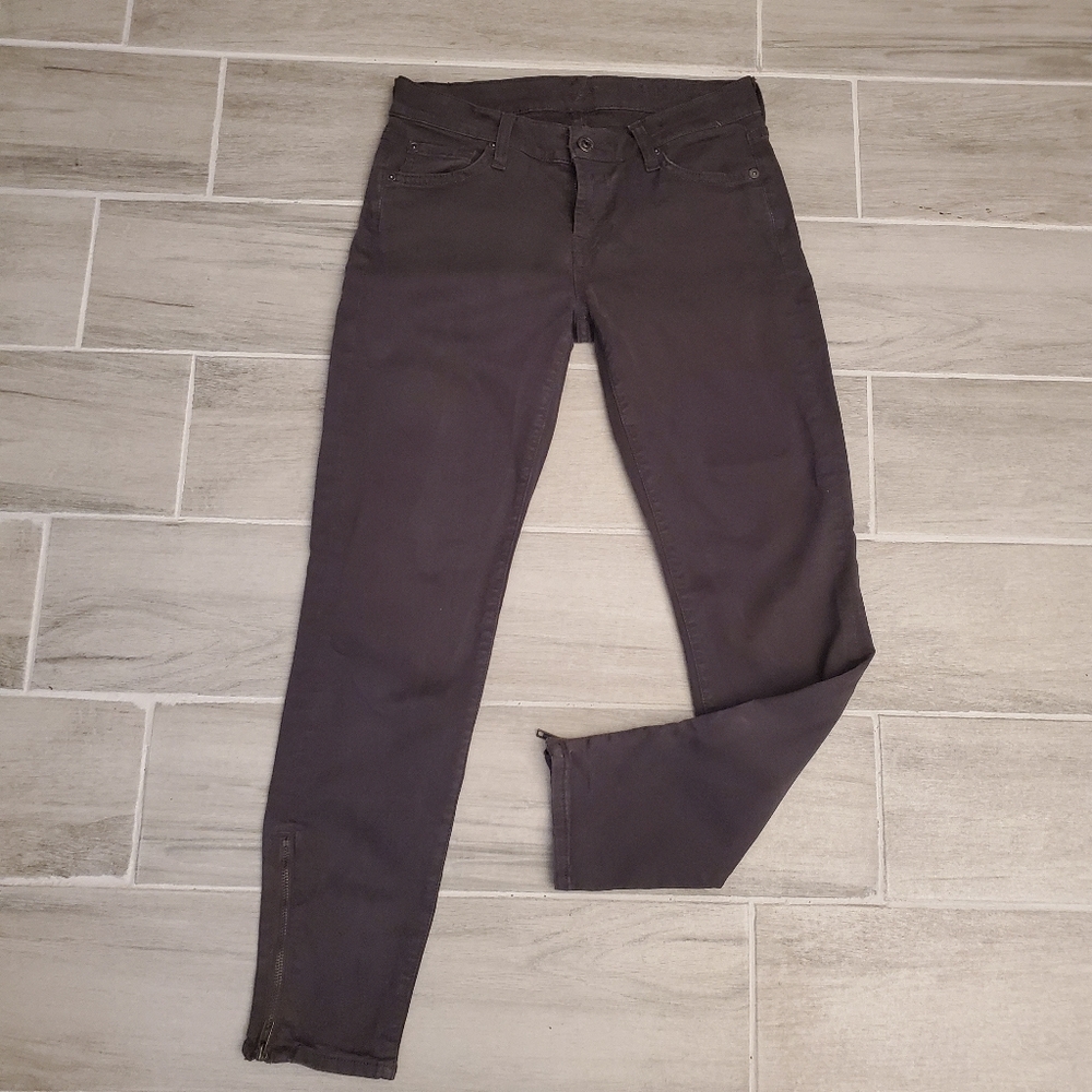 7 for all mankind The cropped skinny dark gray pants